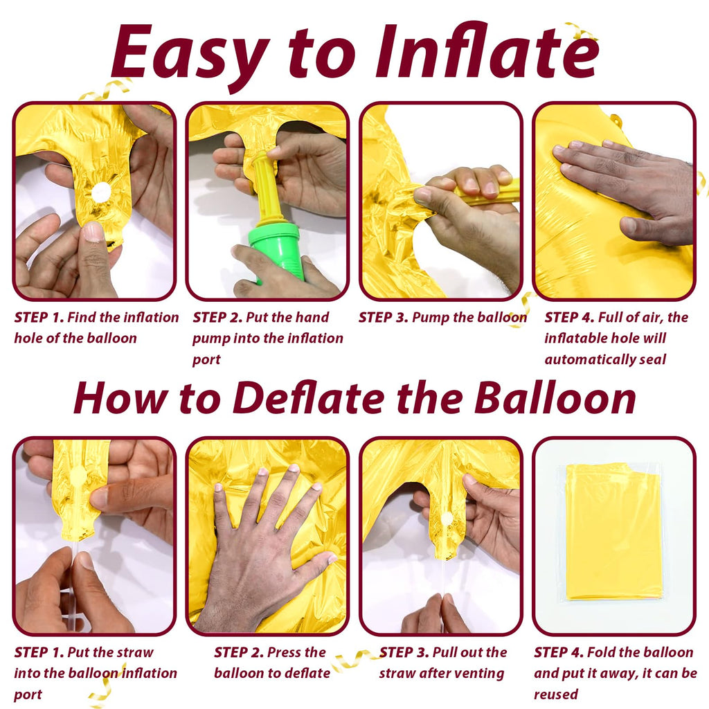 Beeyaky Happy Birthday Banner (3D Gold Mylar Foil) - 16-Inch Balloon Banner for Kids Parties
