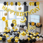 Beeyaky Happy Birthday Banner (3D Gold Mylar Foil) - 16-Inch Balloon Banner for Kids Parties