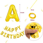 Beeyaky Happy Birthday Banner (3D Gold Mylar Foil) - 16-Inch Balloon Banner for Kids Parties