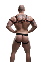 ruff GEAR Leather Bulldog Reflector Harness Black Neon Orange