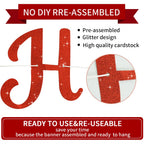 BEISHIDA Red Happy Birthday Banner – Pre-Strung Glitter Backdrop, 10ft, No DIY Decor