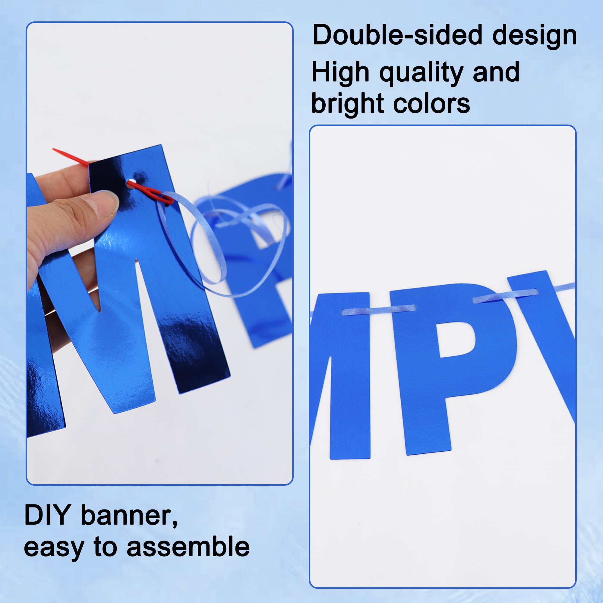 BEISHIDA Double-Sided Blue 116 PCS DIY Letter Banner Kit – Create Custom Birthday, Graduation, and Wedding Decor