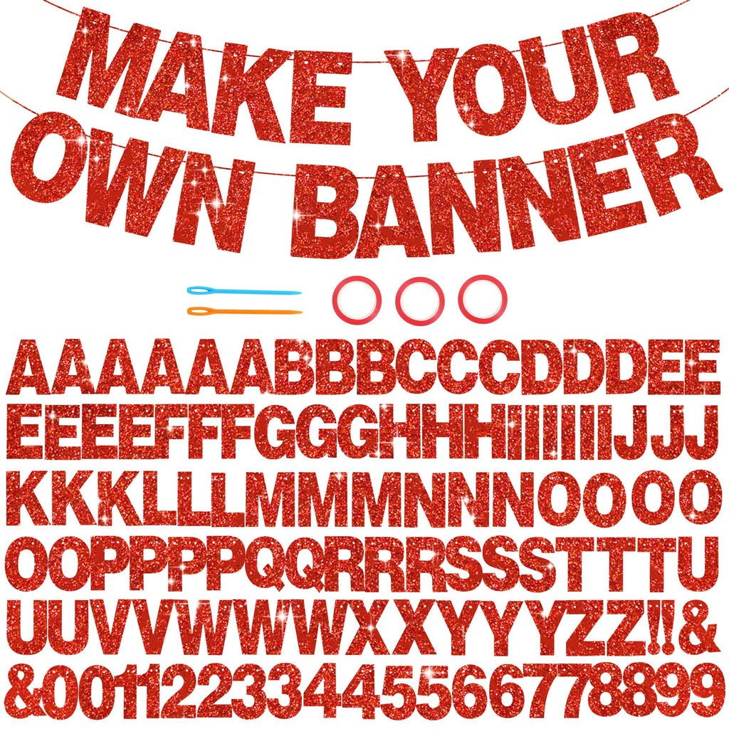 BEISHIDA 116PCS A-Z Glitter Letter Banner Kit – 111 Letters & Numbers, 3 Ropes, 2 Threading Devices