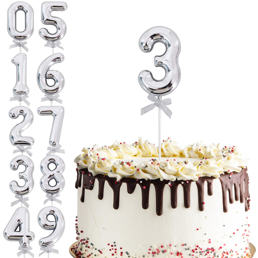 BEISHIDA 3D Number Cake Topper Silver – Reusable Birthday & Celebration Topper
