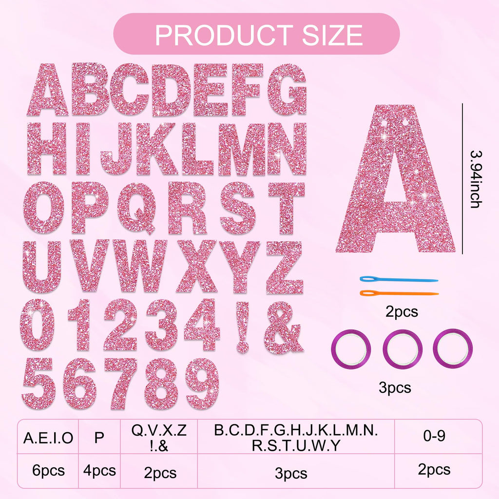 BEISHIDA 116 PCS A-Z Glitter Pink DIY Letter Banner Kit – Customizable Party Decor for Birthday, Graduation & More