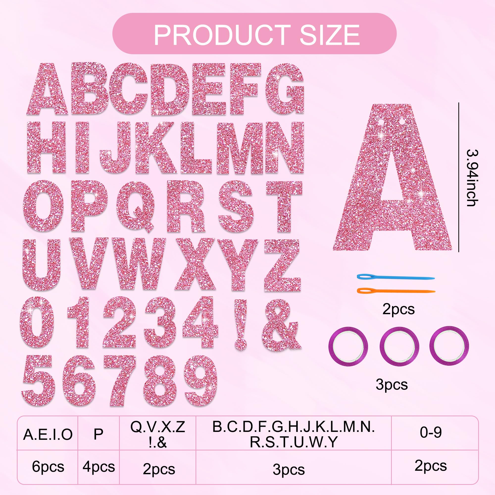 BEISHIDA 116 PCS A-Z Glitter Pink DIY Letter Banner Kit – Customizable Party Decor for Birthday, Graduation & More