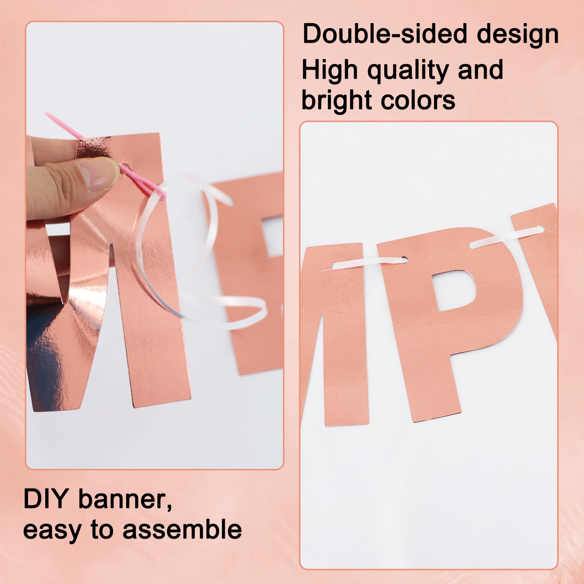 BEISHIDA Double-Sided Rose Gold 116-Piece DIY Letter Banner Kit | Custom Birthday & Wedding Decor