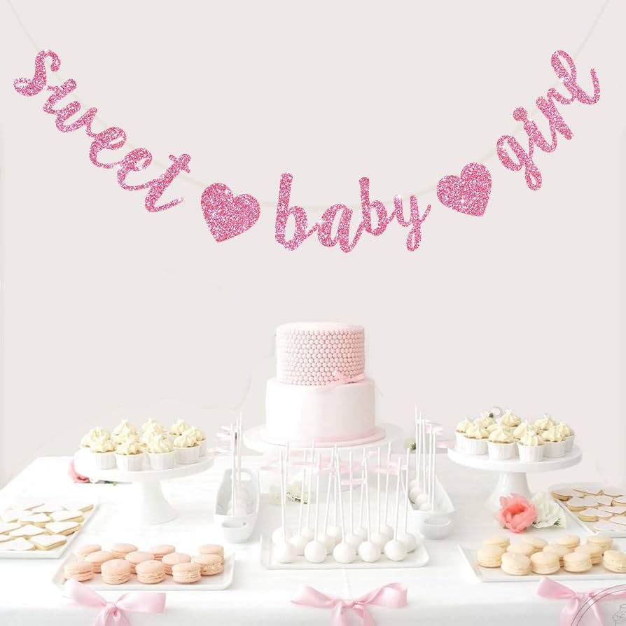 BEISHIDA Pink Glitter Girl Baby Banner – Pre-Strung No-DIY Party Decor for Girls