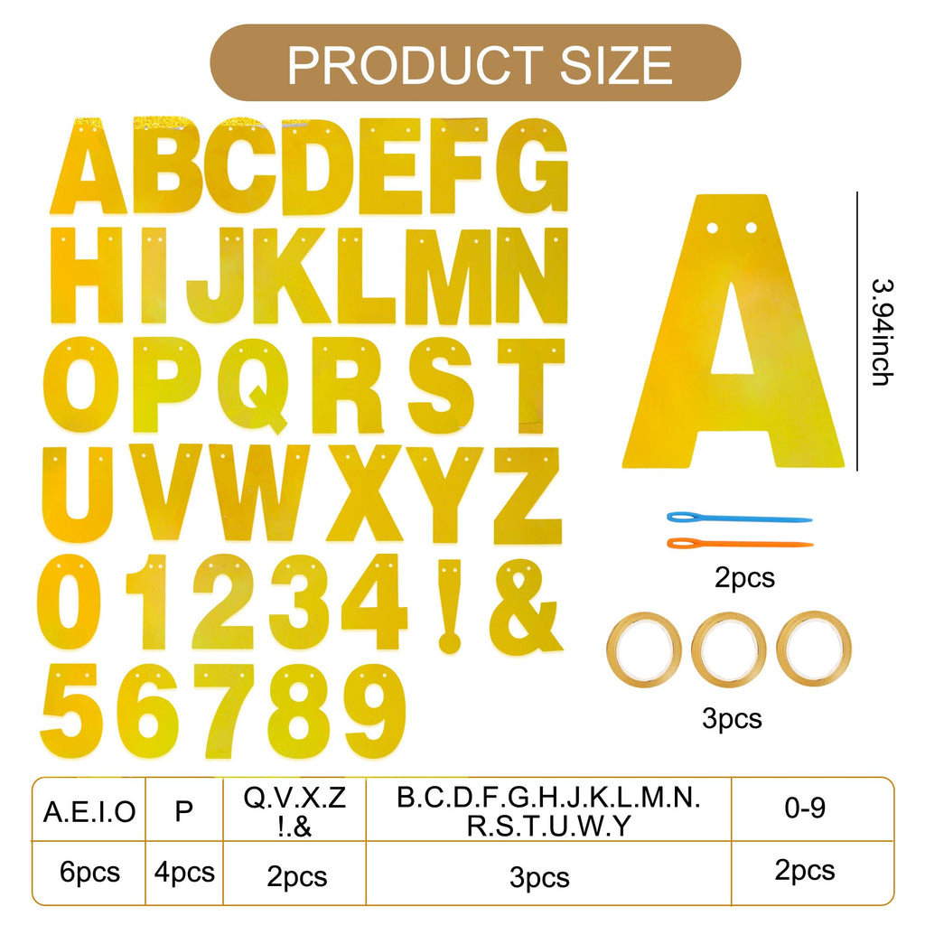BEISHIDA Double-Sided Gold Letter Banner Kit – 116 PCS DIY Decor for Birthday, Graduation, Wedding