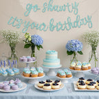 BEISHIDA Go Shawty Birthday Banner 11.4ft Baby Blue – Pre-Strung Glitter Hip Hop Theme