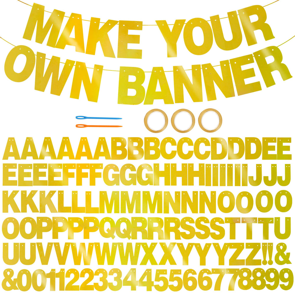 BEISHIDA Double-Sided Gold Letter Banner Kit – 116 PCS DIY Decor for Birthday, Graduation, Wedding