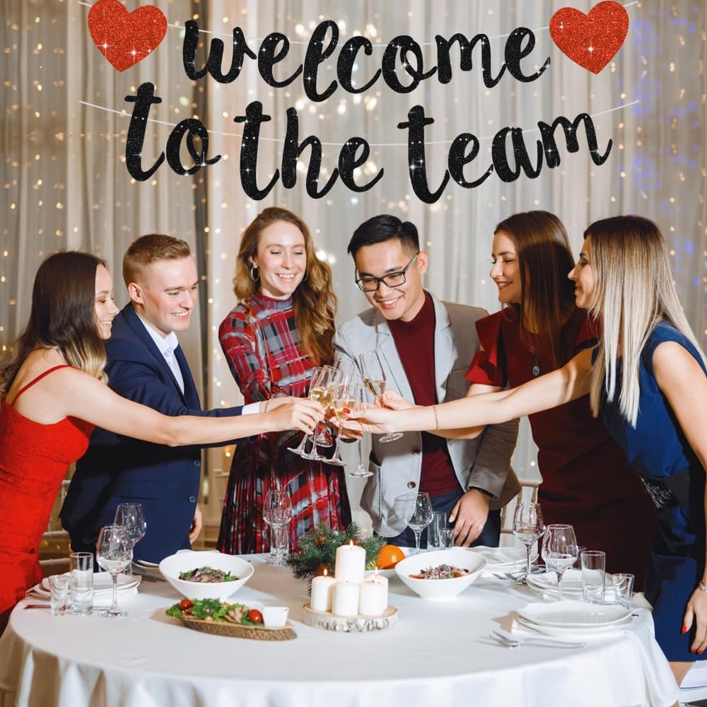 BEISHIDA Glitter Welcome to The Team Banner – Pre-Strung, No DIY Party Decor