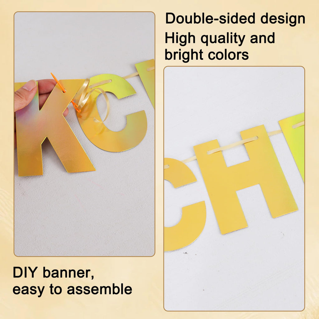 BEISHIDA Double-Sided Gold Letter Banner Kit – 116 PCS DIY Decor for Birthday, Graduation, Wedding