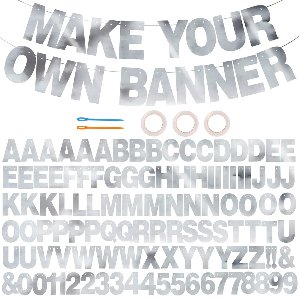 BEISHIDA Double-Sided Glitter Letter Banner Kit – DIY 111 Letters & Numbers with 3 Ropes & 2 Threading Devices for Birthday, Graduation, Wedding