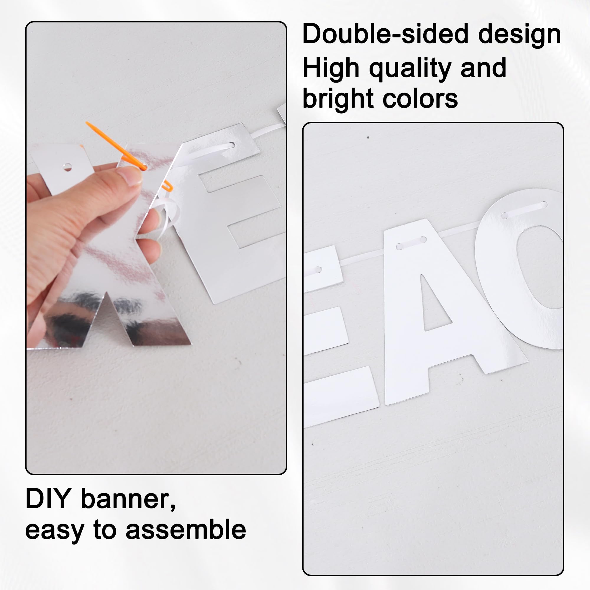 BEISHIDA Double-Sided Glitter Letter Banner Kit – DIY 111 Letters & Numbers with 3 Ropes & 2 Threading Devices for Birthday, Graduation, Wedding