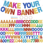 BEISHIDA 116 PCS A-Z Glitter Colorful DIY Letter Banner Kit – 111 Letters & Numbers, 3 Ropes, 2 Threading Devices