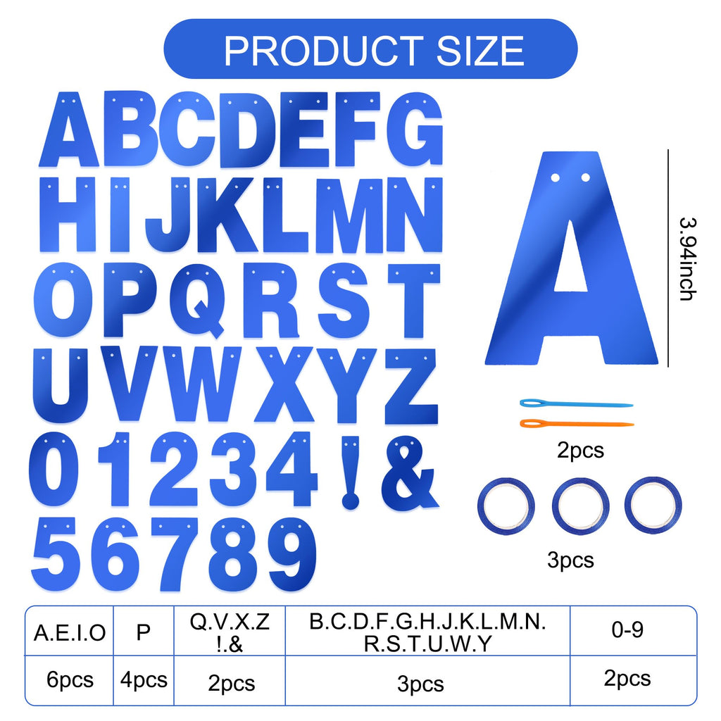 BEISHIDA Double-Sided Blue 116 PCS DIY Letter Banner Kit – Create Custom Birthday, Graduation, and Wedding Decor