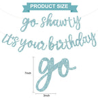 BEISHIDA Go Shawty Birthday Banner 11.4ft Baby Blue – Pre-Strung Glitter Hip Hop Theme