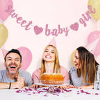 BEISHIDA Pink Glitter Girl Baby Banner – Pre-Strung No-DIY Party Decor for Girls
