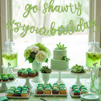 BEISHIDA Grass Green Go Shawty It's Your Birthday Banner – 11.4ft, Pre-Strung Glitter Party Sign