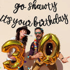 BEISHIDA Black Go Shawty Birthday Banner - Pre-Strung 11.4ft Hip Hop Glitter