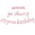 BEISHIDA Dark Pink Go Shawty Banner - Pre-Strung Glitter Birthday Sign 11.4ft