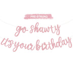 BEISHIDA Dark Pink Go Shawty Banner - Pre-Strung Glitter Birthday Sign 11.4ft