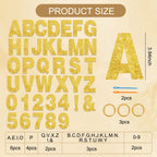 BEISHIDA 116 PCS A-Z Glitter Gold DIY Letter Banner Kit — 111 Letters & Numbers, 3 Ropes, 2 Threading Devices