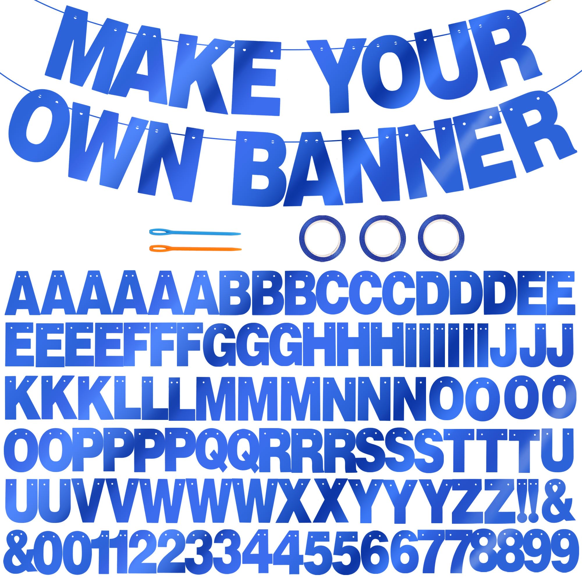 BEISHIDA Double-Sided Blue 116 PCS DIY Letter Banner Kit – Create Custom Birthday, Graduation, and Wedding Decor