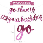 BEISHIDA Double-Sided Pink Go Shawty Birthday Banner – Pre-Strung 11.4ft Glitter Hip Hop Theme