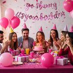 BEISHIDA Double-Sided Pink Go Shawty Birthday Banner – Pre-Strung 11.4ft Glitter Hip Hop Theme