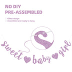 BEISHIDA Light Purple Glitter Girl Baby Banner – Pre-Strung, No DIY, Ready to Hang