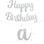 BEISHIDA Silver Glitter Birthday Banner - No DIY, 10 Feet, Pre-Strung Backdrop