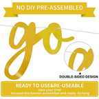 BEISHIDA Double-Sided Gold Go Shawty Birthday Banner, 11.4ft, Pre-Strung Glitter Party Sign