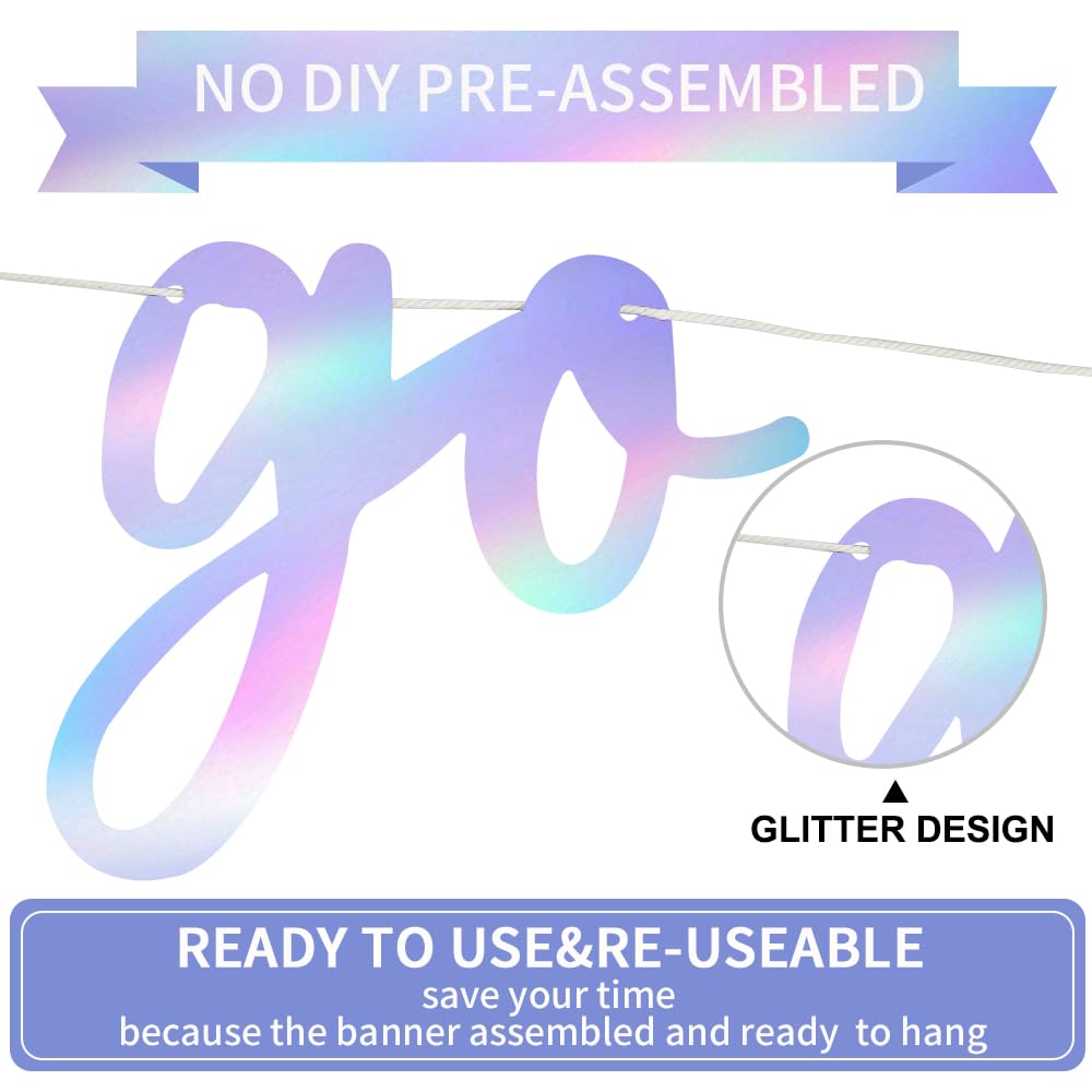 BEISHIDA Iridescent Go Shawty Banner – Pre-Strung Birthday Party Decor (Hip Hop Theme)
