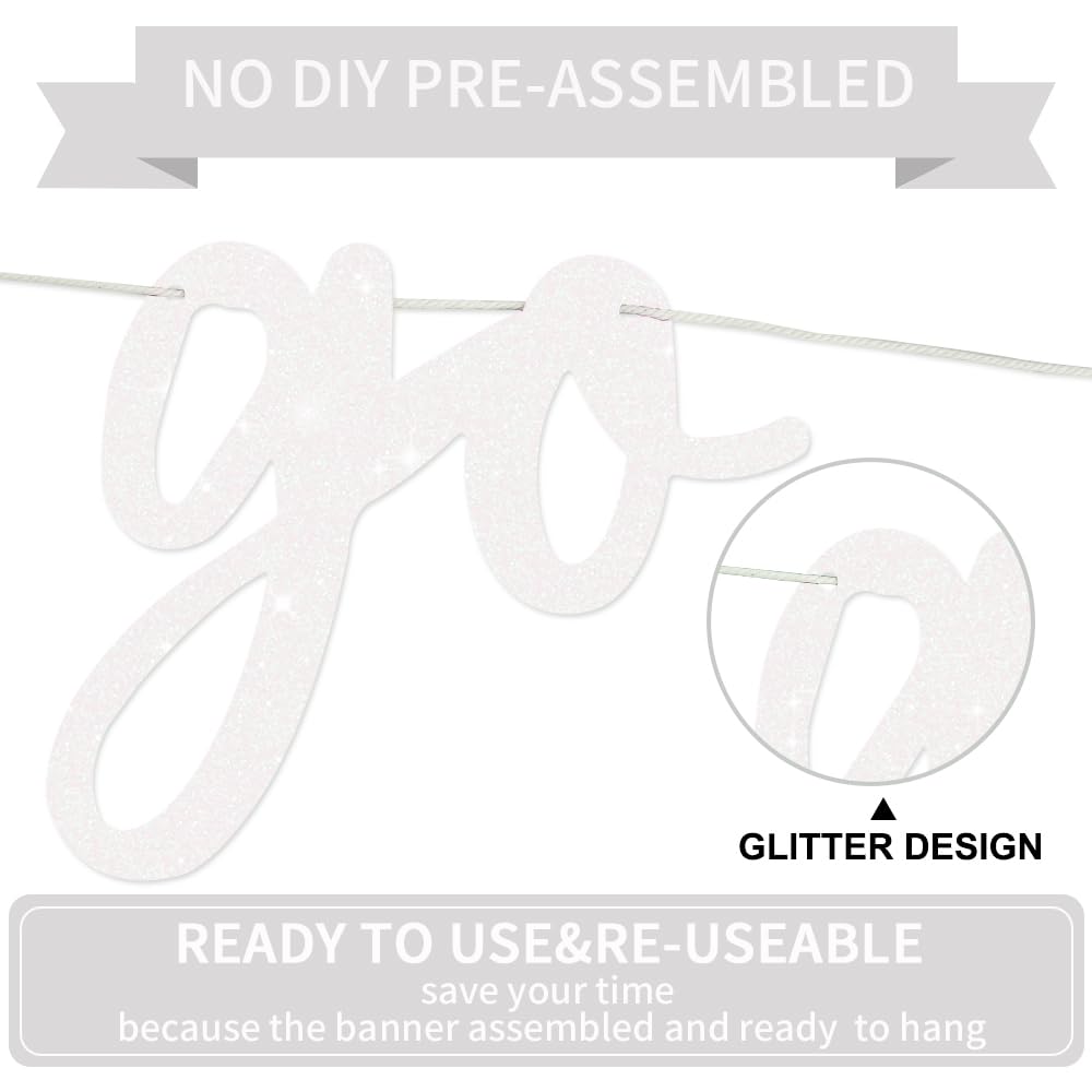 BEISHIDA Glitter White Go Shawty Birthday Banner – 11.4Ft Pre-Strung Hip Hop Theme