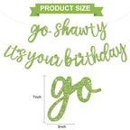 BEISHIDA Grass Green Go Shawty It's Your Birthday Banner – 11.4ft, Pre-Strung Glitter Party Sign