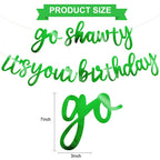 BEISHIDA Double-Sided Green Go Shawty Birthday Banner – 11.4ft, Pre-Strung, No DIY, Glitter Hip Hop Theme
