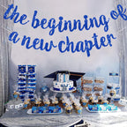 BEISHIDA Glitter Blue The Beginning of a New Chapter Banner — Graduation & Farewell Decor