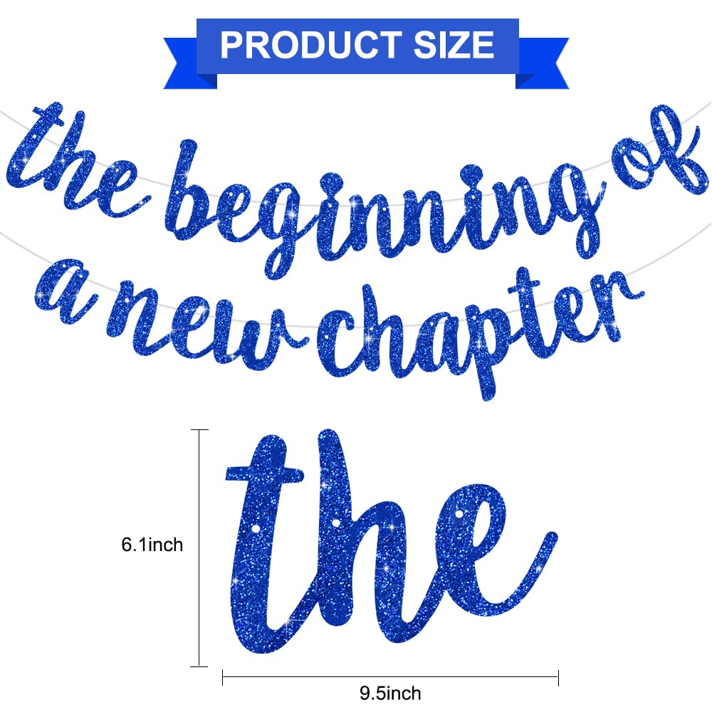 BEISHIDA Glitter Blue The Beginning of a New Chapter Banner — Graduation & Farewell Decor