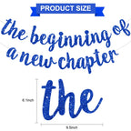 BEISHIDA Glitter Blue The Beginning of a New Chapter Banner — Graduation & Farewell Decor