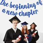 BEISHIDA Glitter Blue The Beginning of a New Chapter Banner — Graduation & Farewell Decor