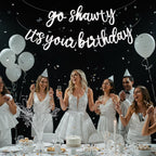 BEISHIDA Glitter White Go Shawty Birthday Banner – 11.4Ft Pre-Strung Hip Hop Theme