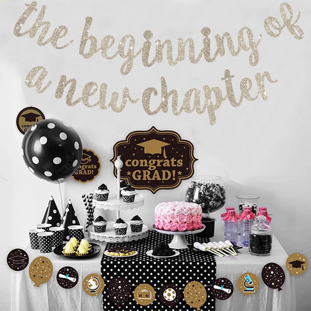 BEISHIDA Glitter Champagne Banner – The Beginning of a New Chapter for Graduation & Farewell Parties