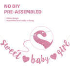 BEISHIDA Pink Glitter Girl Baby Banner – Pre-Strung No-DIY Party Decor for Girls