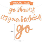 BEISHIDA Glitter Light Orange Go Shawty Its Your Birthday Banner 11.4ft - Pre-Strung Hip Hop Theme Party Decor
