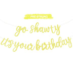 BEISHIDA Glitter Light Yellow Go Shawty Birthday Banner – 11.4ft, Pre-Strung, NO-DIY