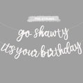 BEISHIDA Glitter White Go Shawty Birthday Banner – 11.4Ft Pre-Strung Hip Hop Theme