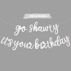 BEISHIDA Glitter White Go Shawty Birthday Banner – 11.4Ft Pre-Strung Hip Hop Theme
