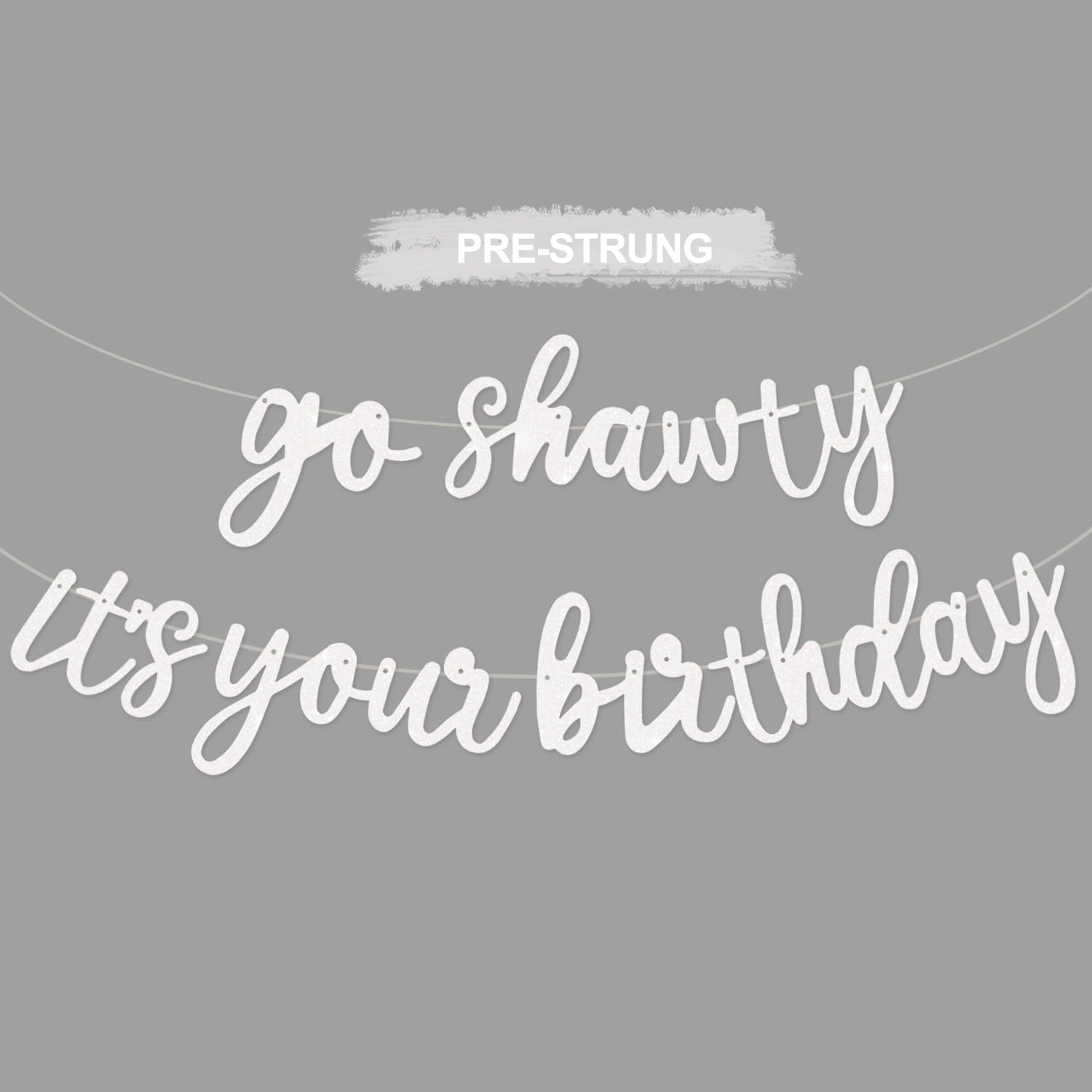 BEISHIDA Glitter White Go Shawty Birthday Banner – 11.4Ft Pre-Strung Hip Hop Theme
